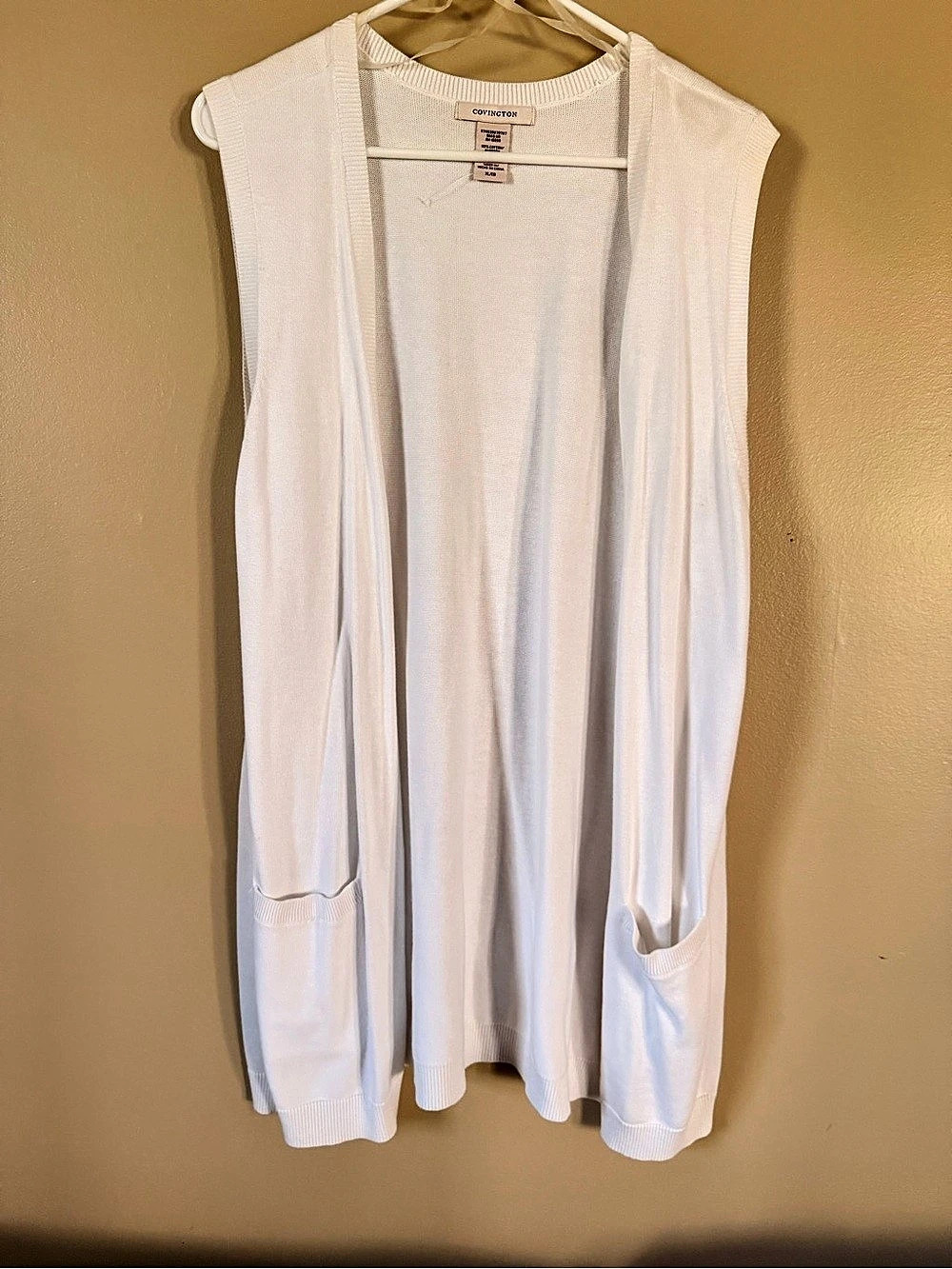Covington White Sleeveless Cardigan Vest XL